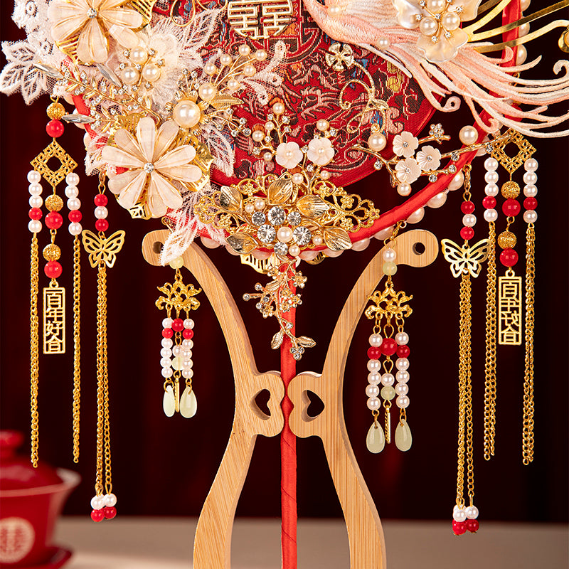 Auspicious and Colorful Phoenix wedding fan wedding fan