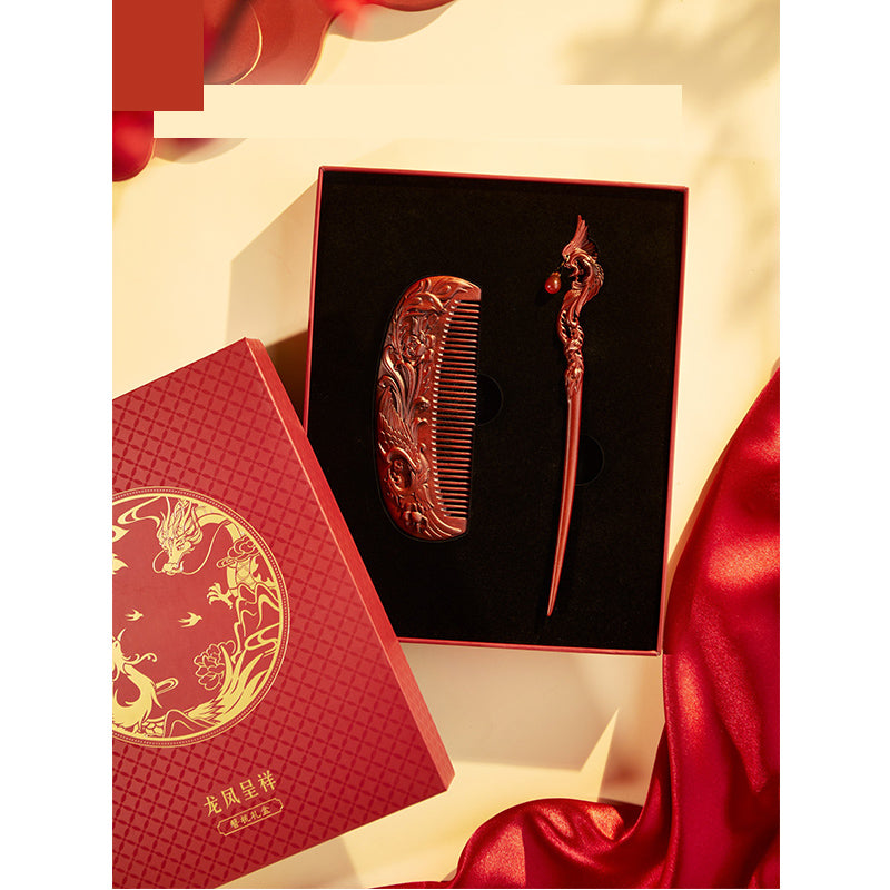 Dragon and Phoenix Hairpin Comb Gift Box
