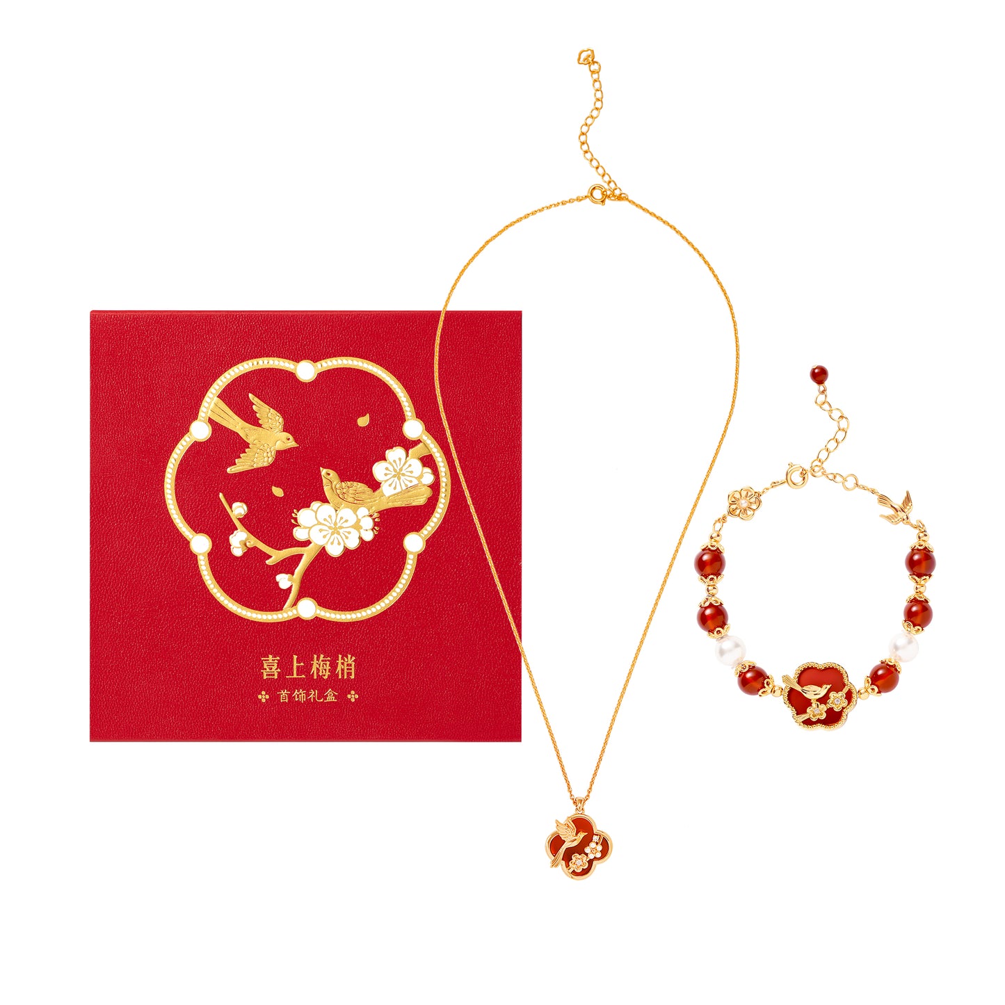 Red agate jewelry set