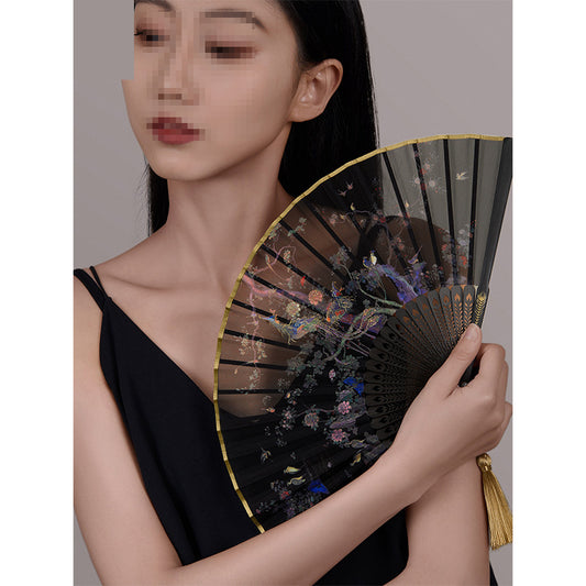 Hundred bird folding fan