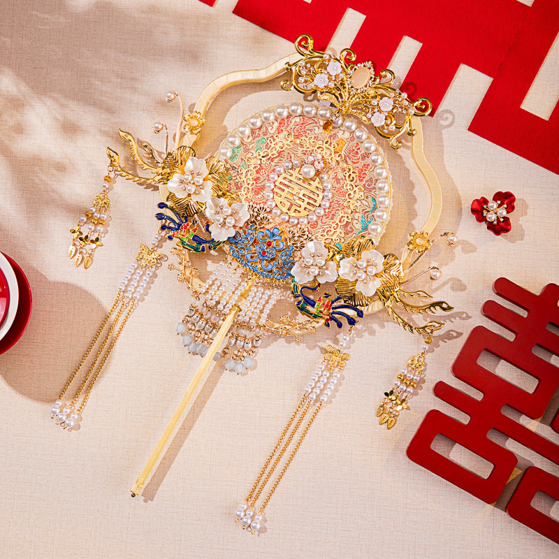 Long cherished good fortune wedding fan