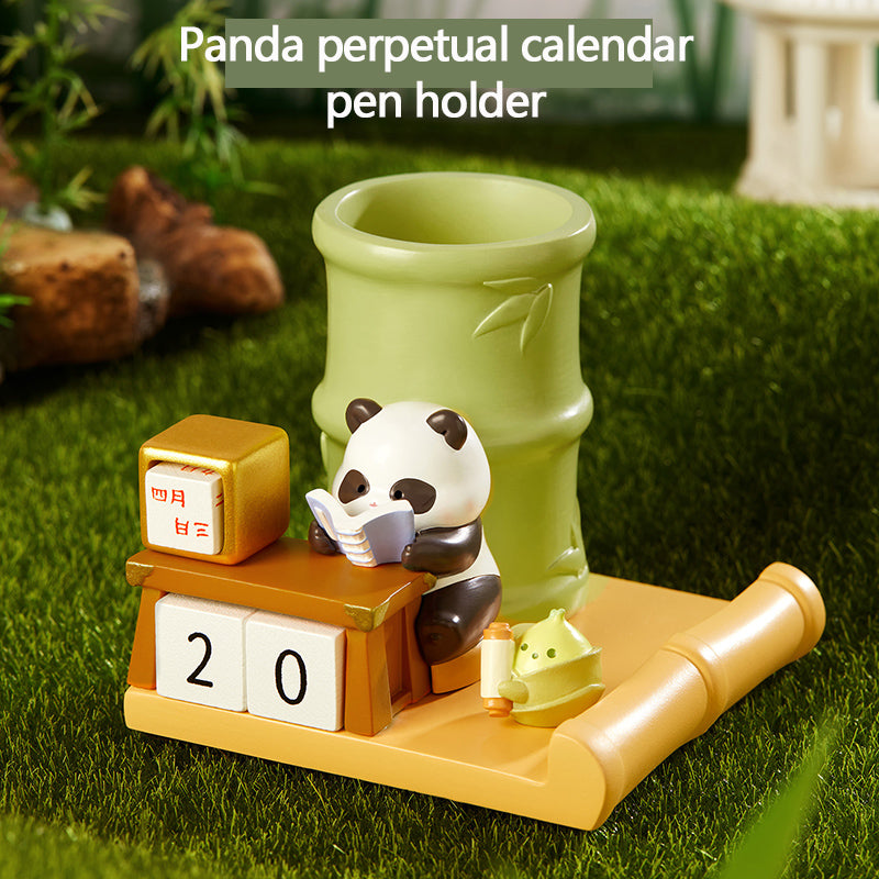 Panda perpetual calendar pen holder