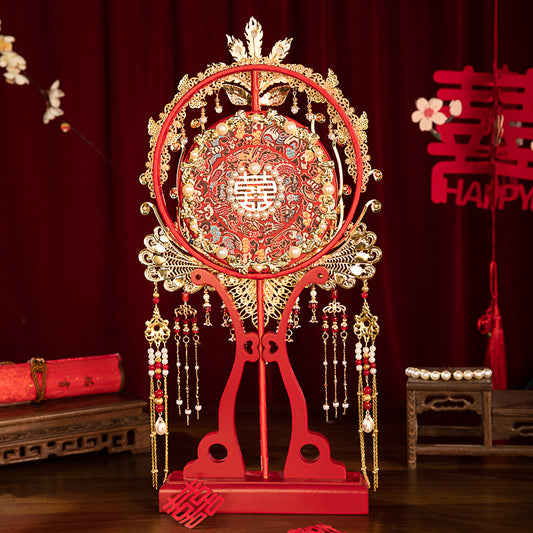 Phoenix colored glaze wedding fan