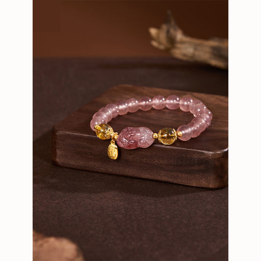 Pixiu Strawberry Crystal Bracelet