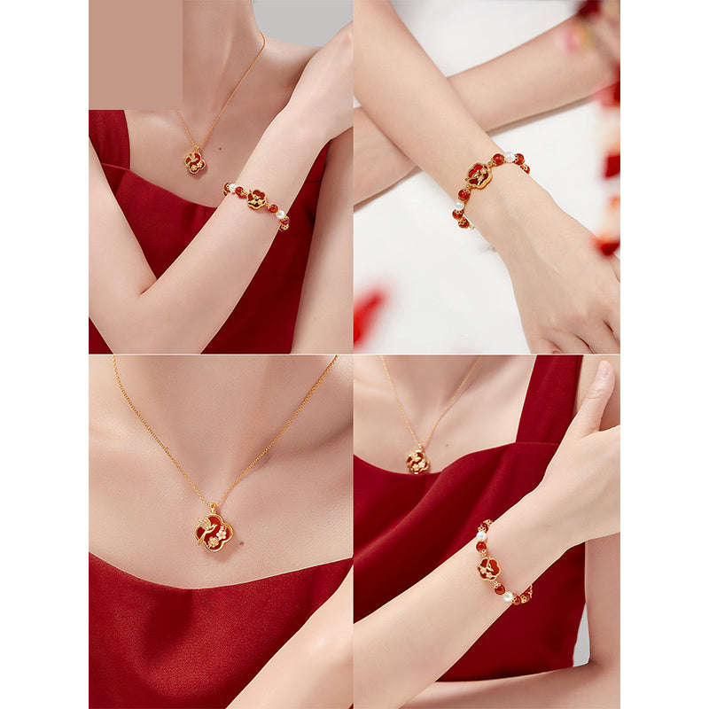 Red agate jewelry set