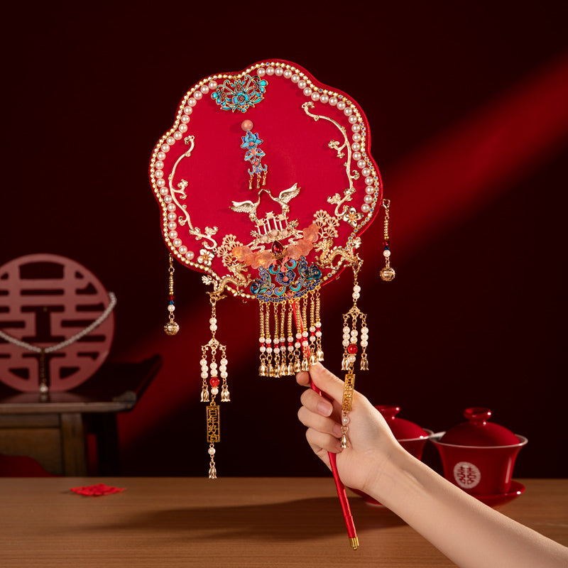 Auspicious and Colorful Phoenix wedding fan