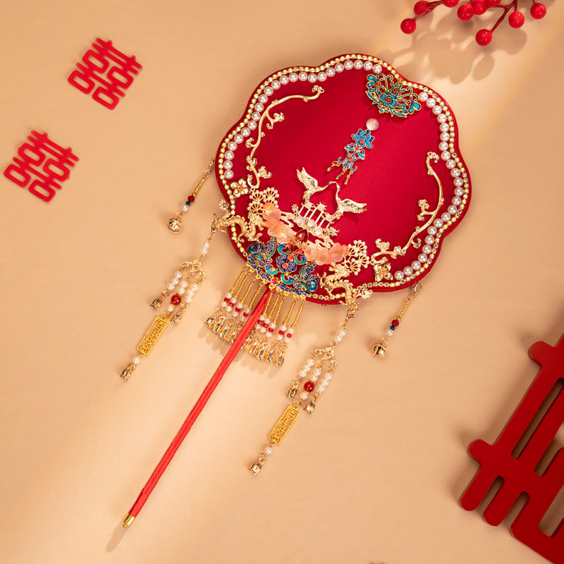 Auspicious and Colorful Phoenix wedding fan