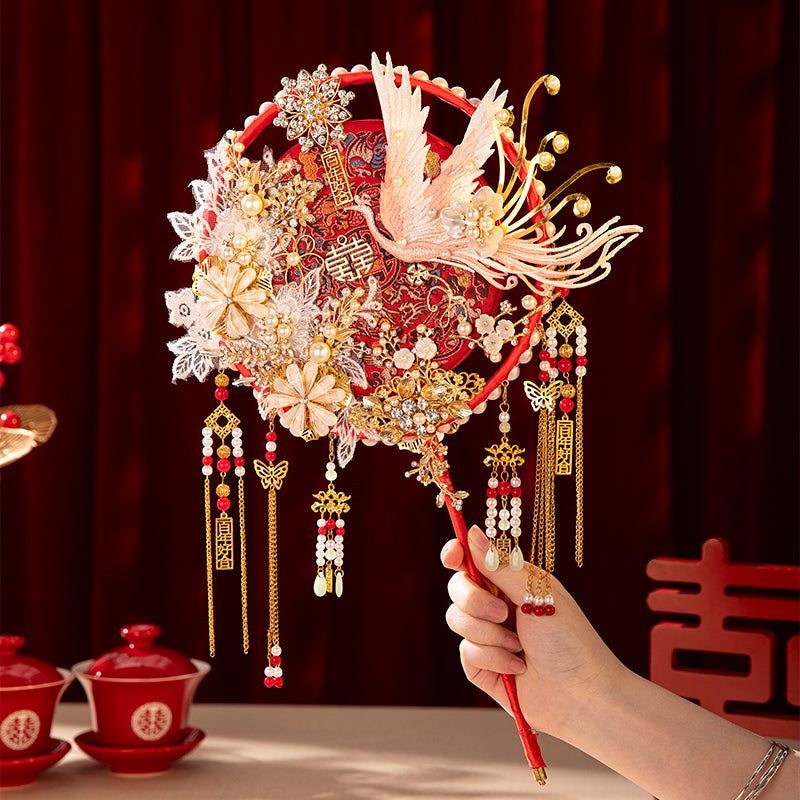 Auspicious and Colorful Phoenix wedding fan wedding fan