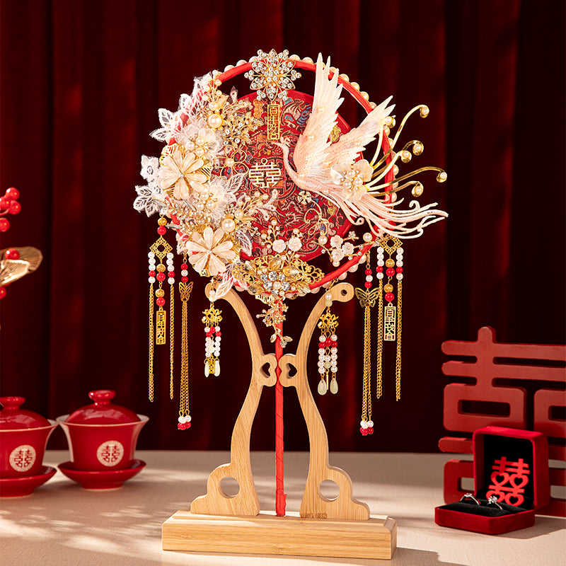 Auspicious and Colorful Phoenix wedding fan wedding fan