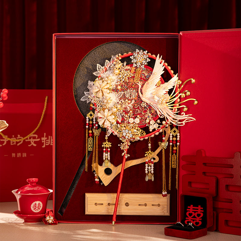 Auspicious and Colorful Phoenix wedding fan wedding fan