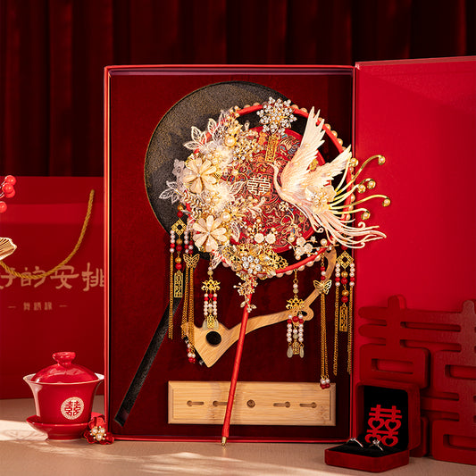 Auspicious and Colorful Phoenix wedding fan wedding fan