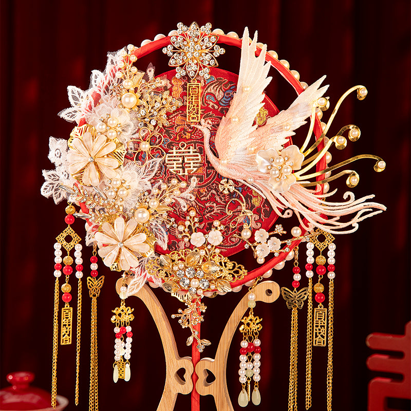Auspicious and Colorful Phoenix wedding fan wedding fan