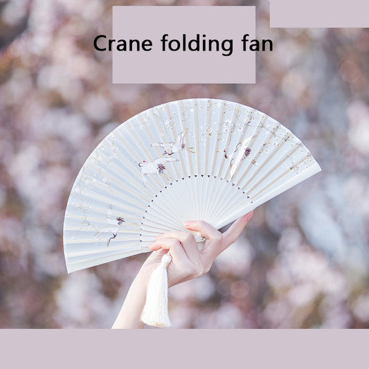 Crane folding fan