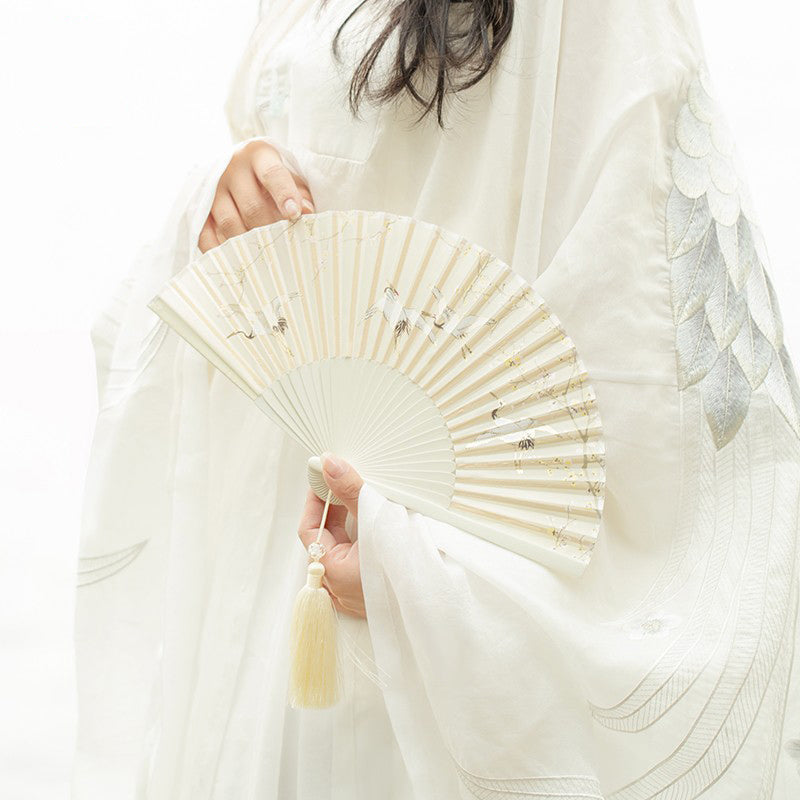 Crane folding fan