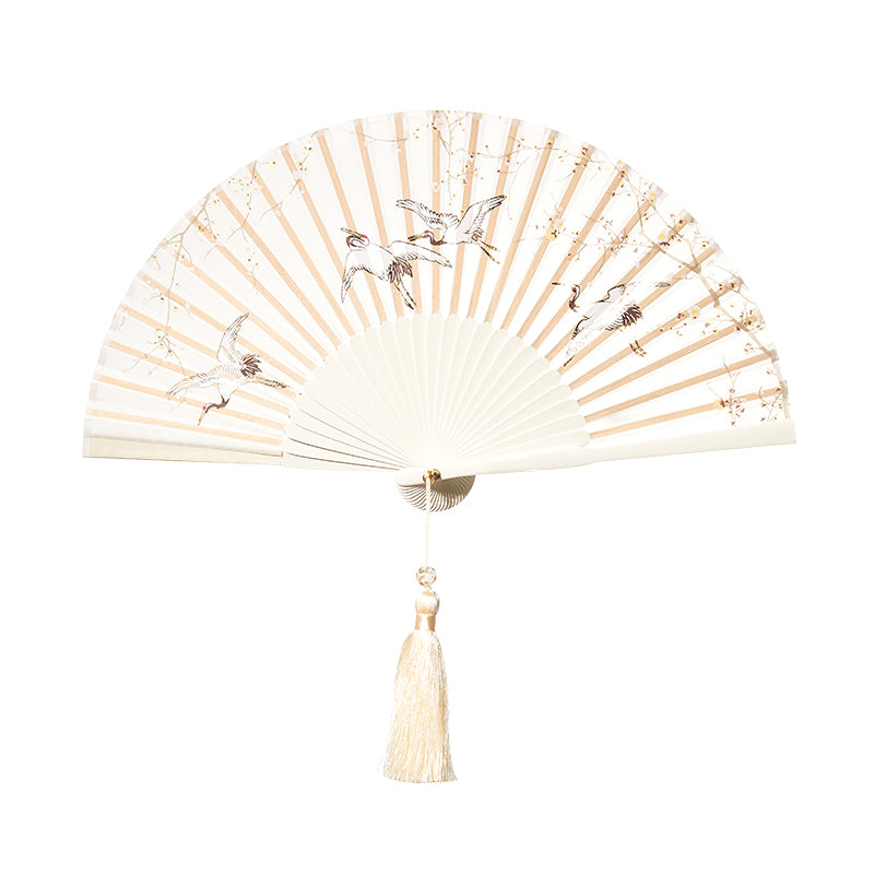 Crane folding fan
