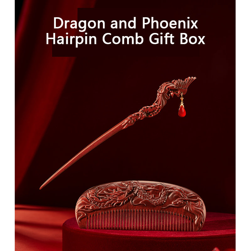Dragon and Phoenix Hairpin Comb Gift Box