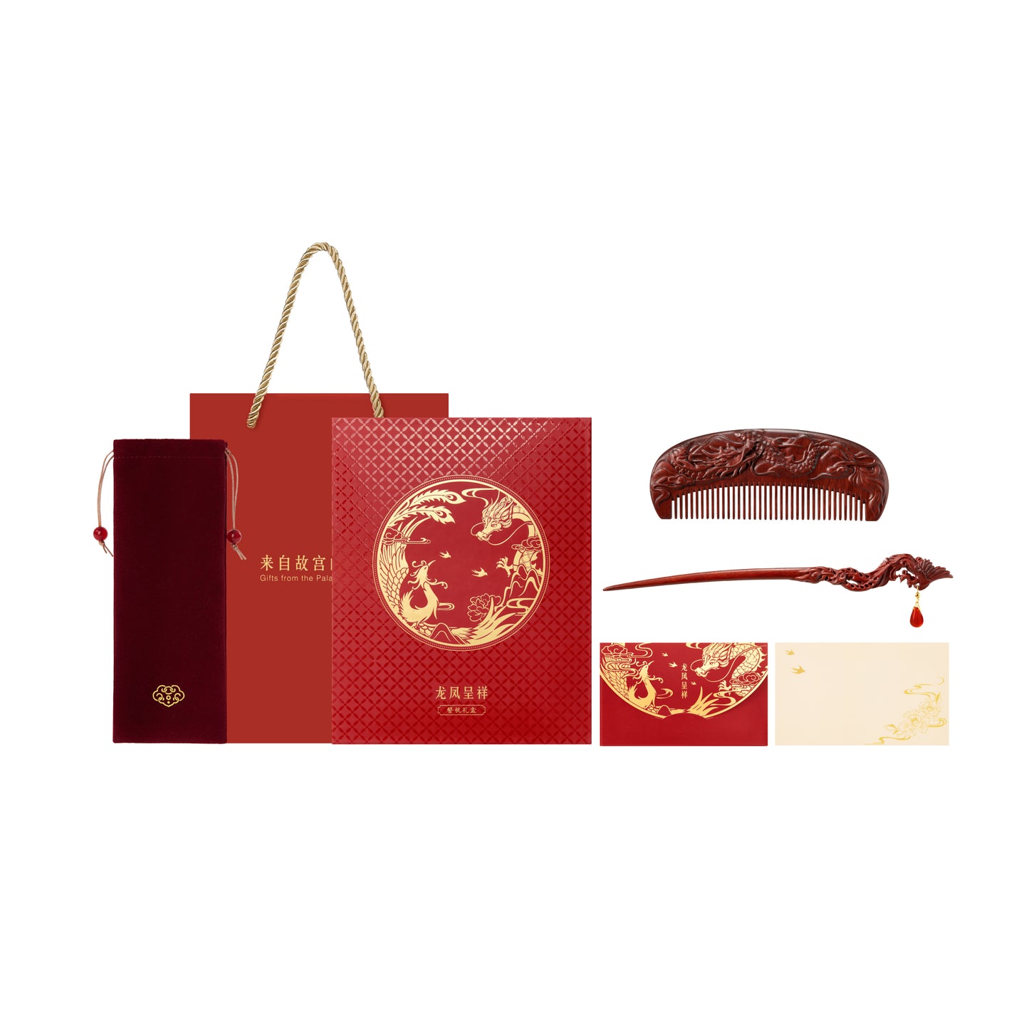 Dragon and Phoenix Hairpin Comb Gift Box