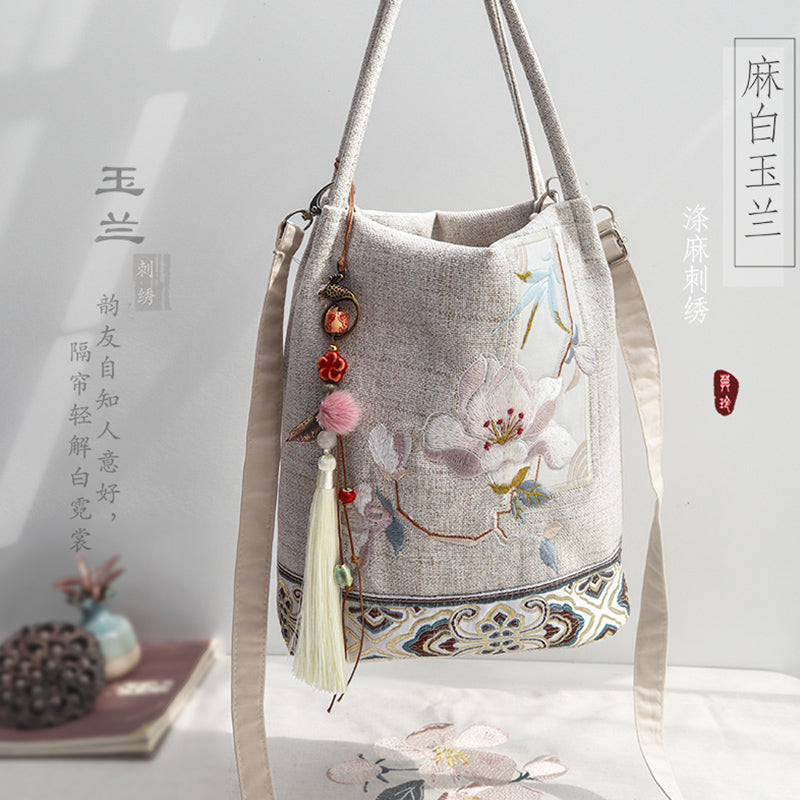 Embroidered bucket bag