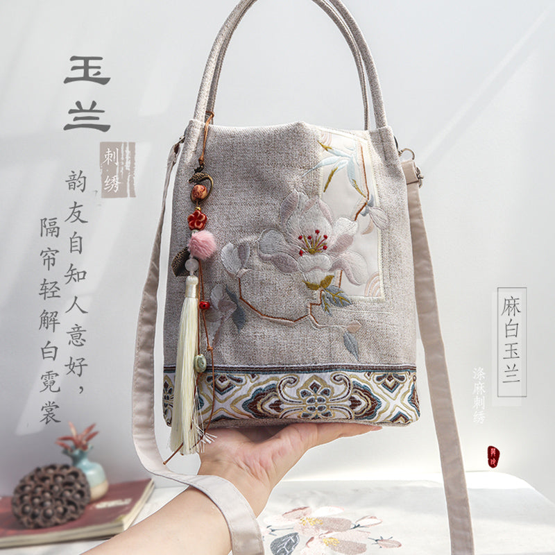 Embroidered bucket bag