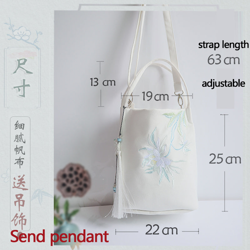 Embroidered bucket bag