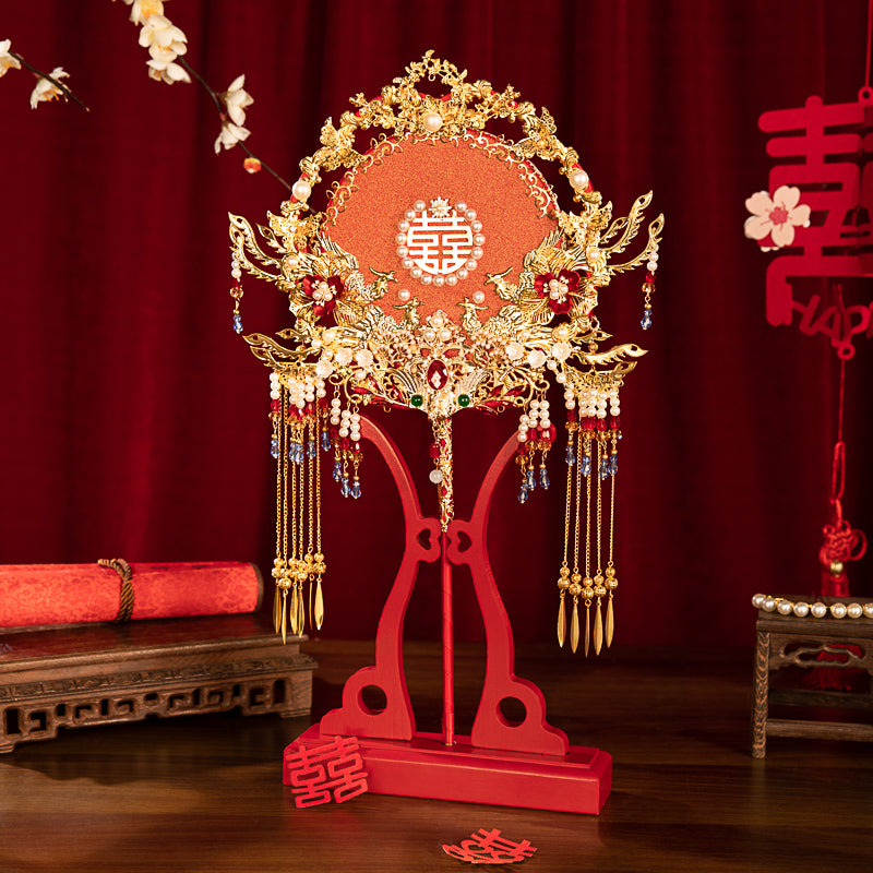 Everlasting longing for each other wedding fan