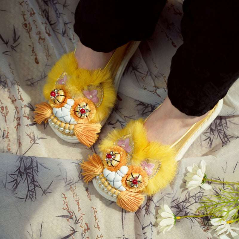 Golden orange tiger shoes