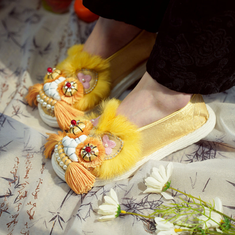 Golden orange tiger shoes