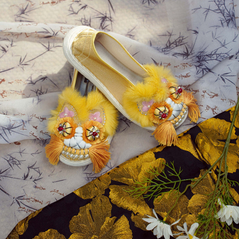 Golden orange tiger shoes