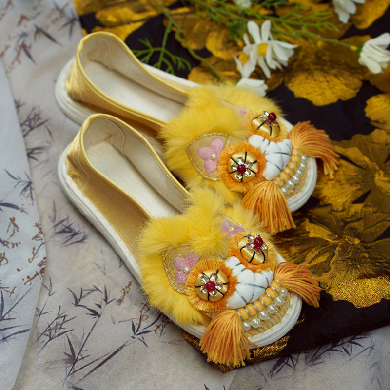 Golden orange tiger shoes