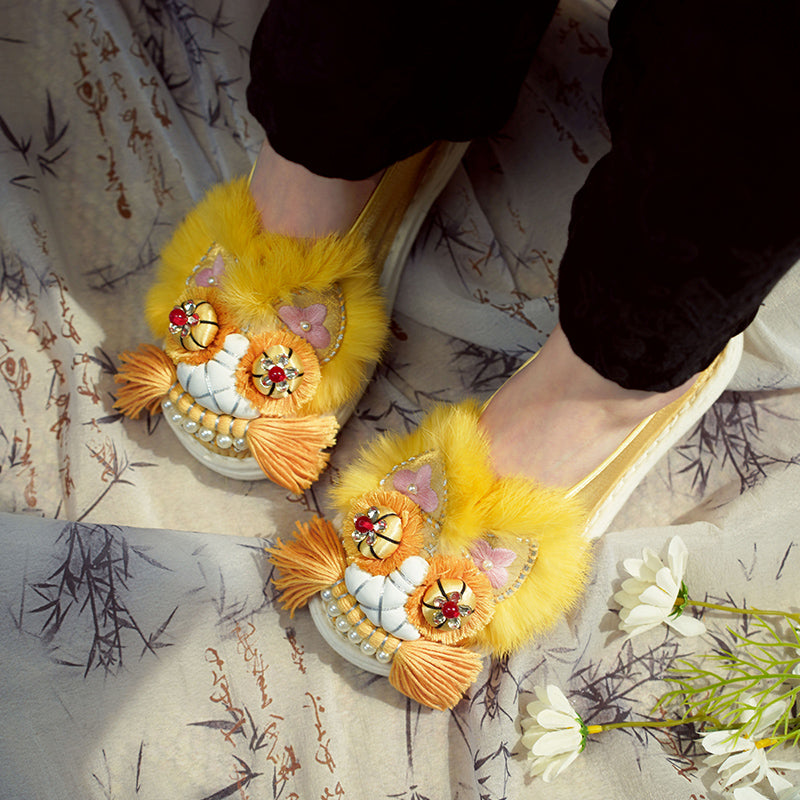 Golden orange tiger shoes