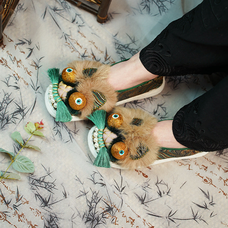 Green gold tiger shoes