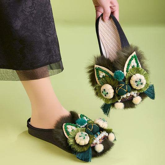 Green tiger shoes (slippers)
