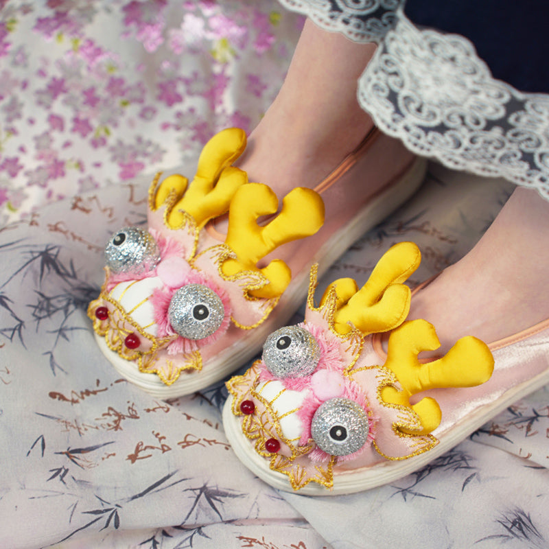 Pink Dragon Head Tiger Shoes