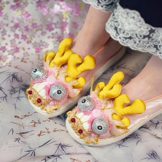 Pink Dragon Head Tiger Shoes