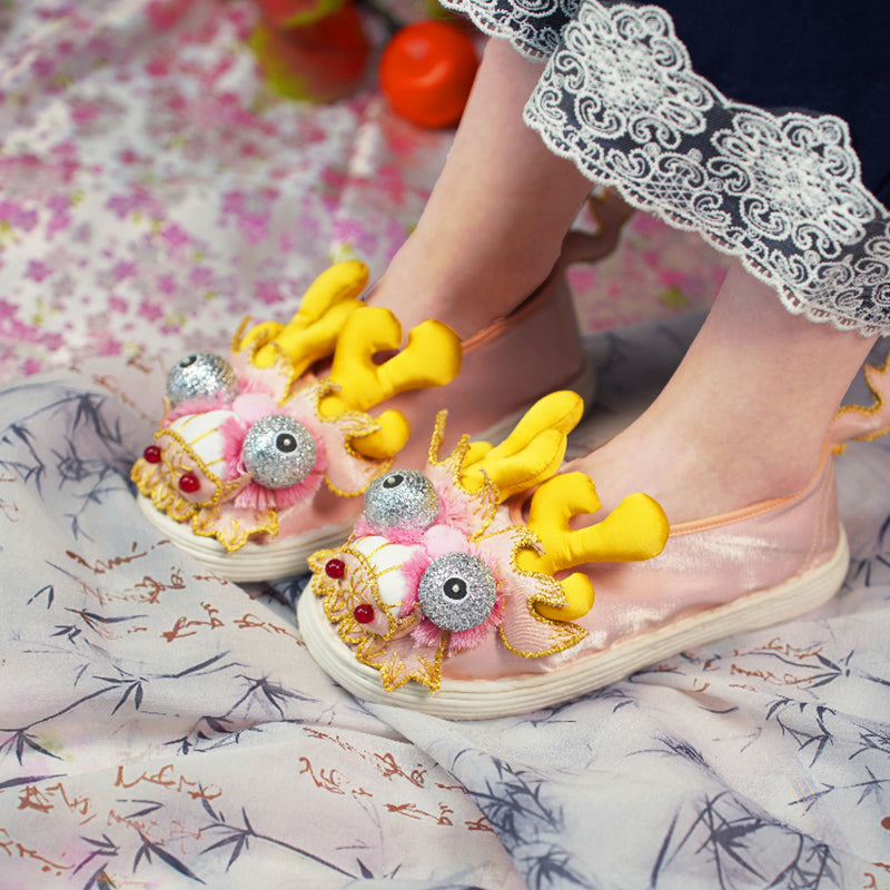 Pink Dragon Head Tiger Shoes
