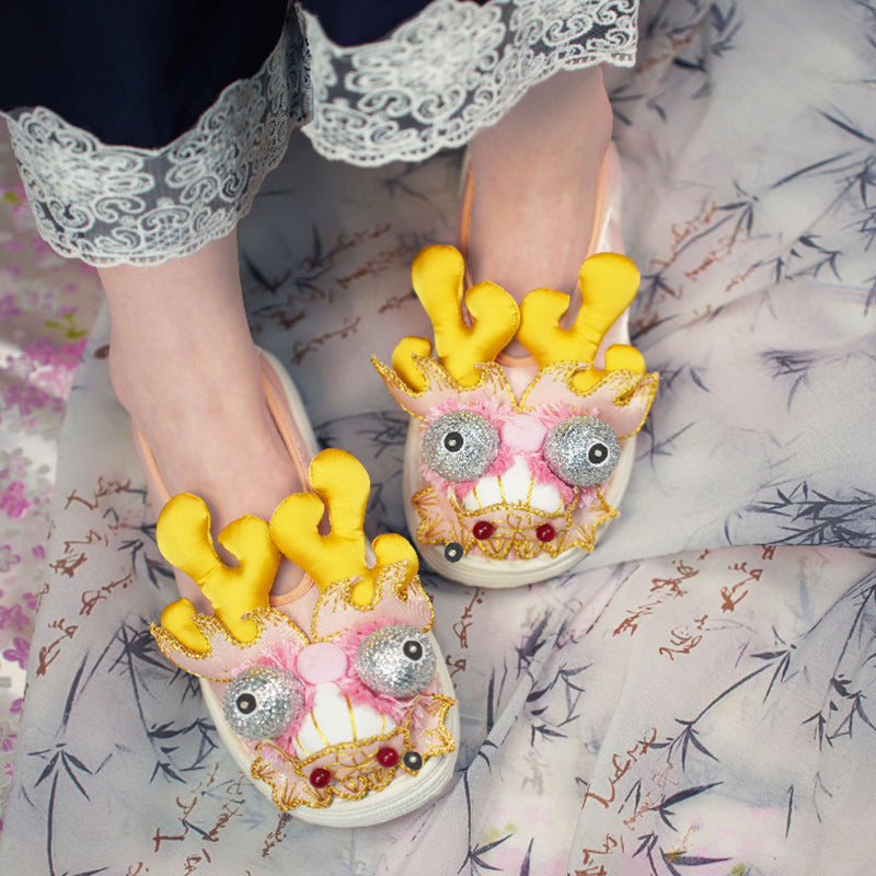 Pink Dragon Head Tiger Shoes