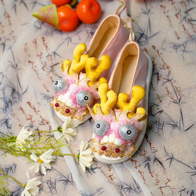Pink Dragon Head Tiger Shoes