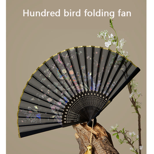 Hundred bird folding fan