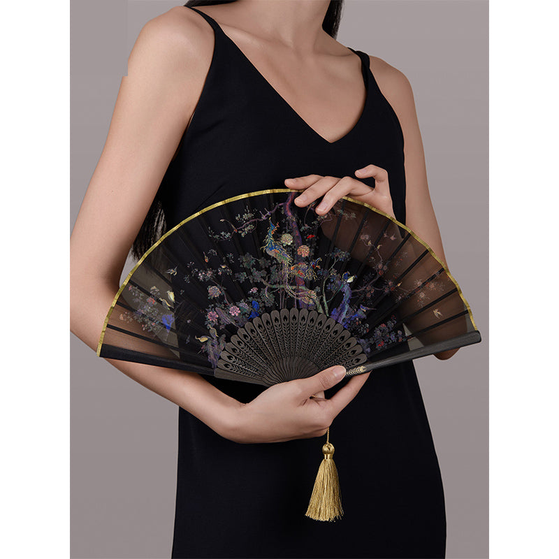 Hundred bird folding fan