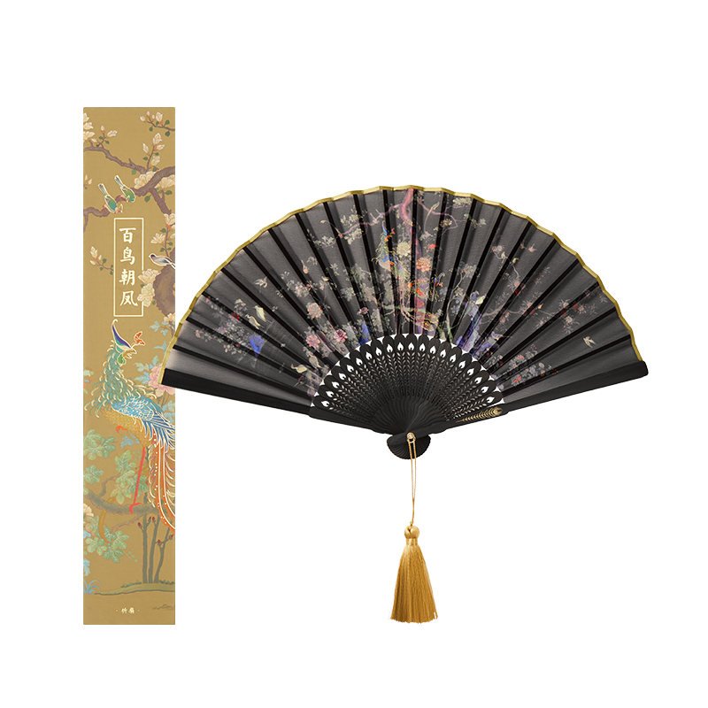 Hundred bird folding fan