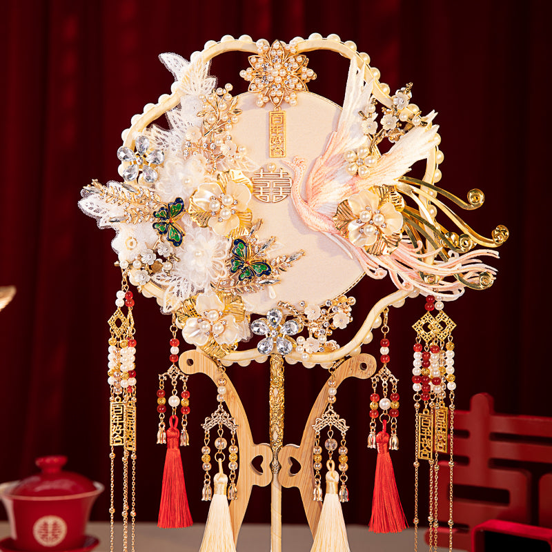 Hundred Birds Paying Homage to the Phoenix wedding fan