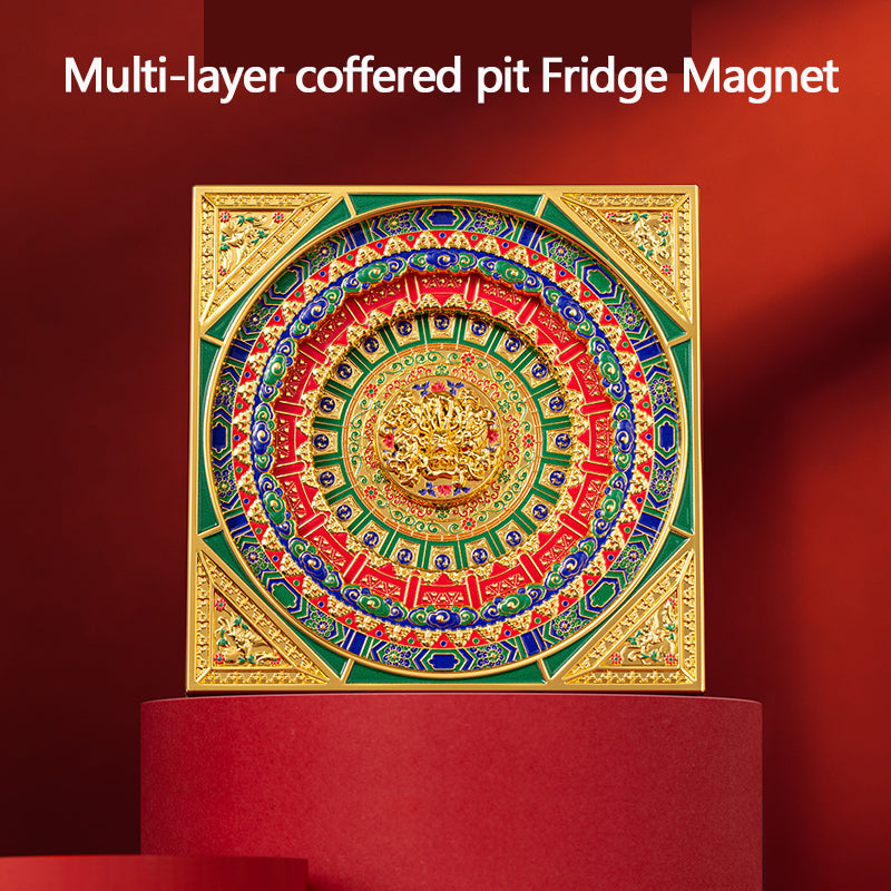 Multi-layer coffered pit Fridge Magnet