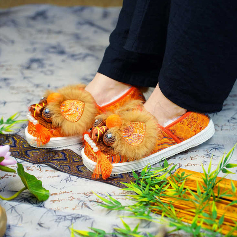 Orange tiger shoes