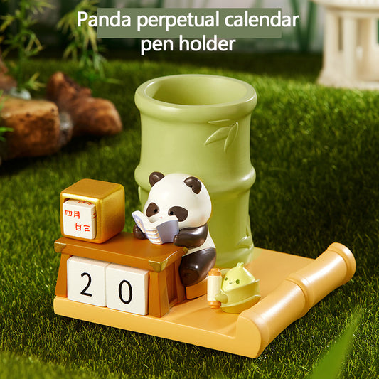 Panda perpetual calendar pen holder