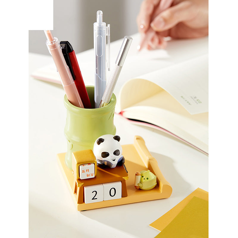 Panda perpetual calendar pen holder