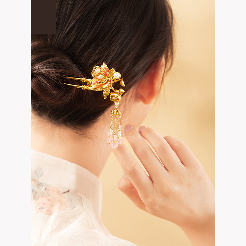 Peony hairpin