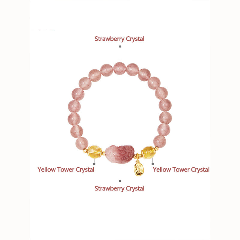 Pixiu Strawberry Crystal Bracelet
