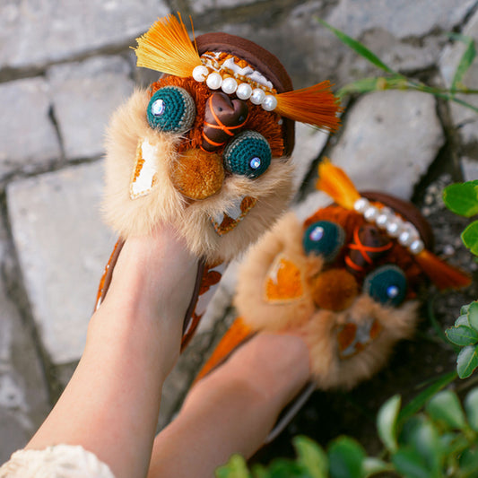 Playful coffee tiger shoes