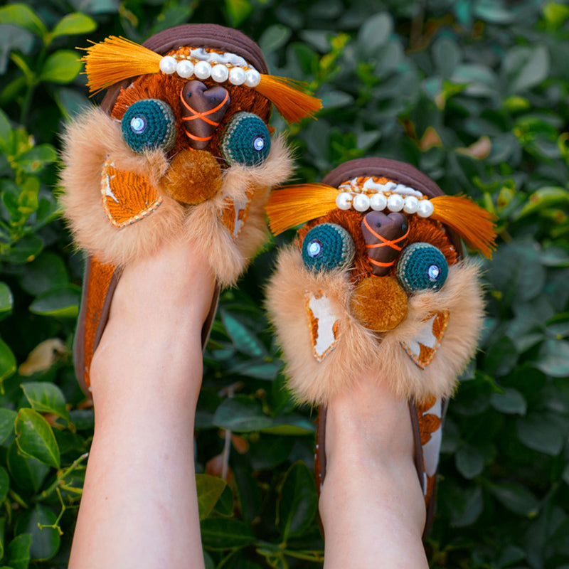 Playful coffee tiger shoes