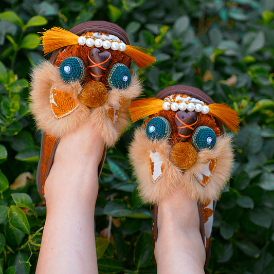 Playful coffee tiger shoes